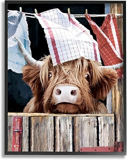 Stupell Industries Cattle & Hanging Laundry Framed Giclee Art by PSL Art