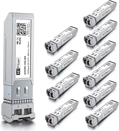 Paquete de 10 módulos SFP+ LC multimodo 10G, transceptor de fibra 10GBase-SR para Ubiquiti UniFi UF-MM-10G, Mikrotik, Netgear, D-Link, TP-Link y más