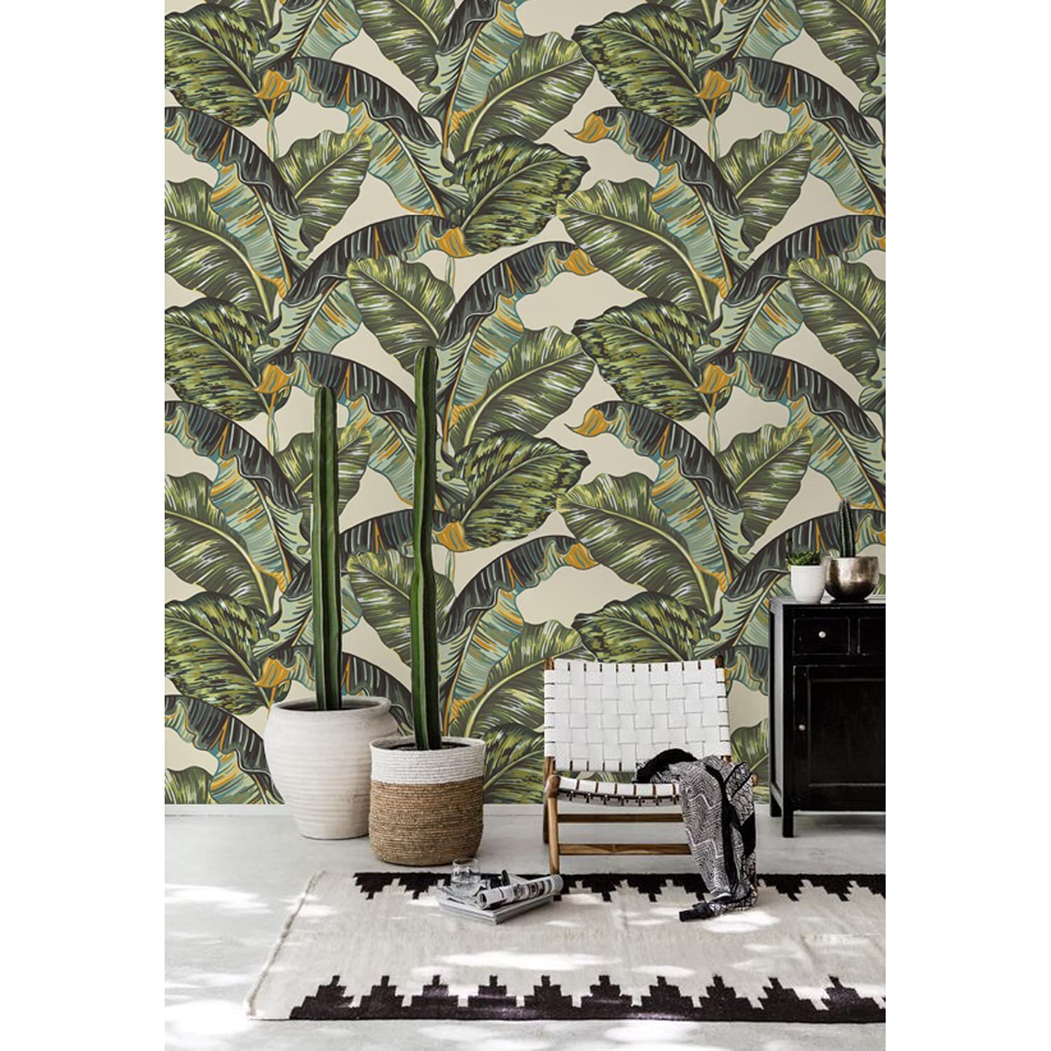 Papier peint de paume tropicale haut de gamme 416x254cm en latex pour meuble et mur
