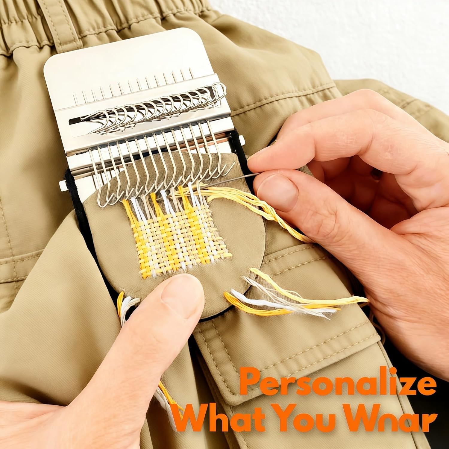 Knit Patch Kit, Darning, Knit Patch Tools - 100 Colors Embroidery Thread & Floss for Mending, Weaving, Sock & Clothing Repair, Complete Sewing Craft Set (28 Hooks)