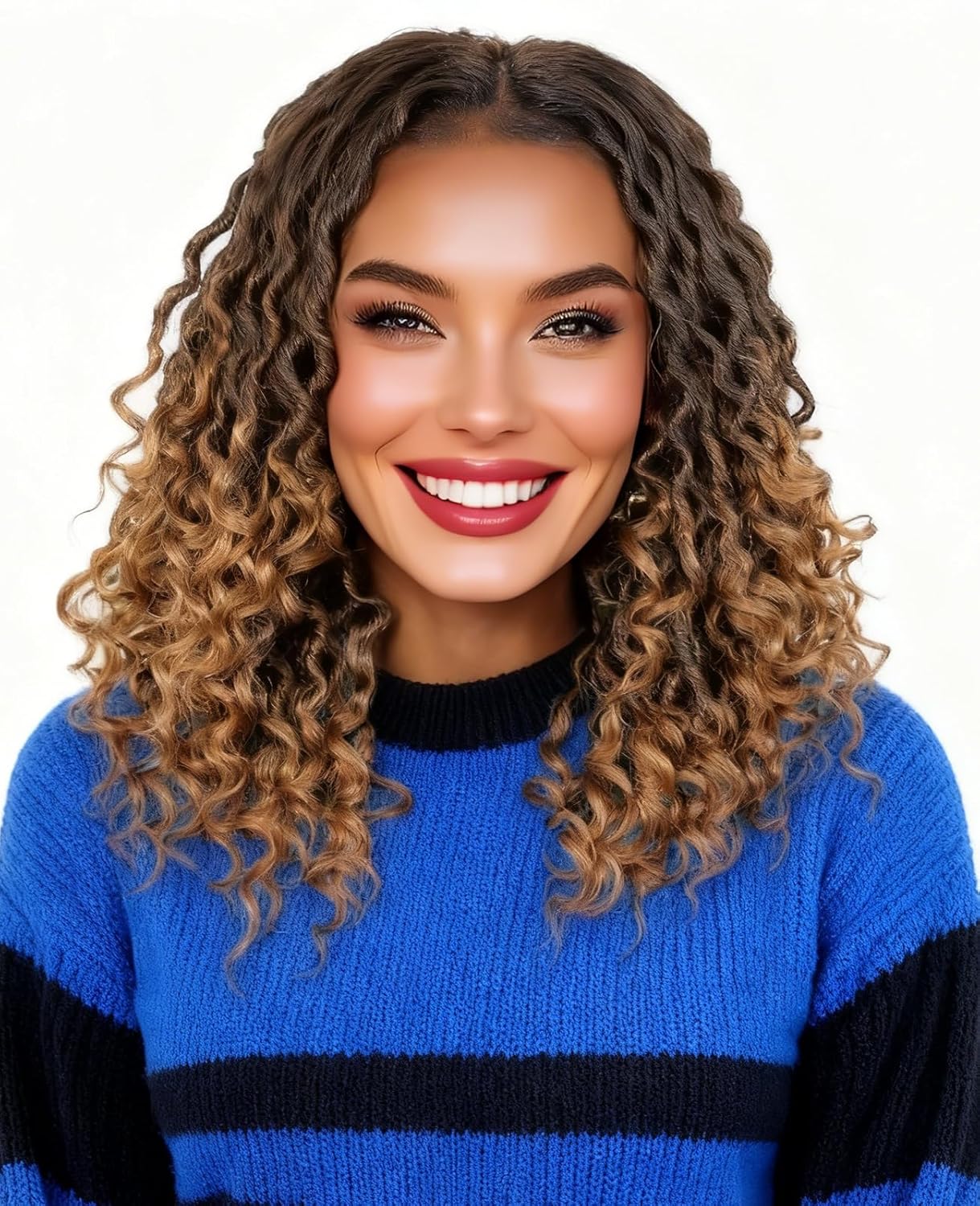 8 Packs Goddess Faux Locs Crochet Hair for Black Women 18 Inch Black Boho Style River Locs Crochet Hair with Curly Ends