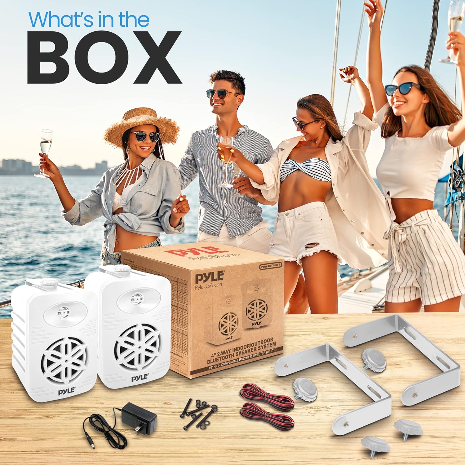 Contents of the Pyle PDWRBT46WT speaker box