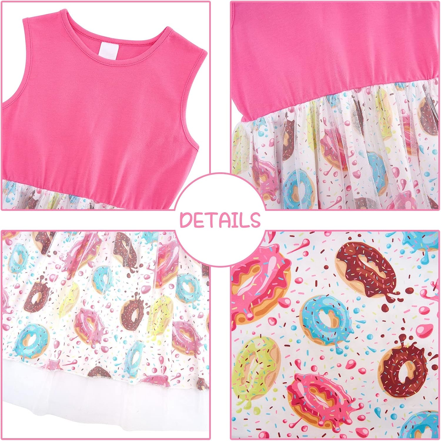 Vieille Girl Dress Casual Sleeveless Tutu Tulle Sundress for School Party