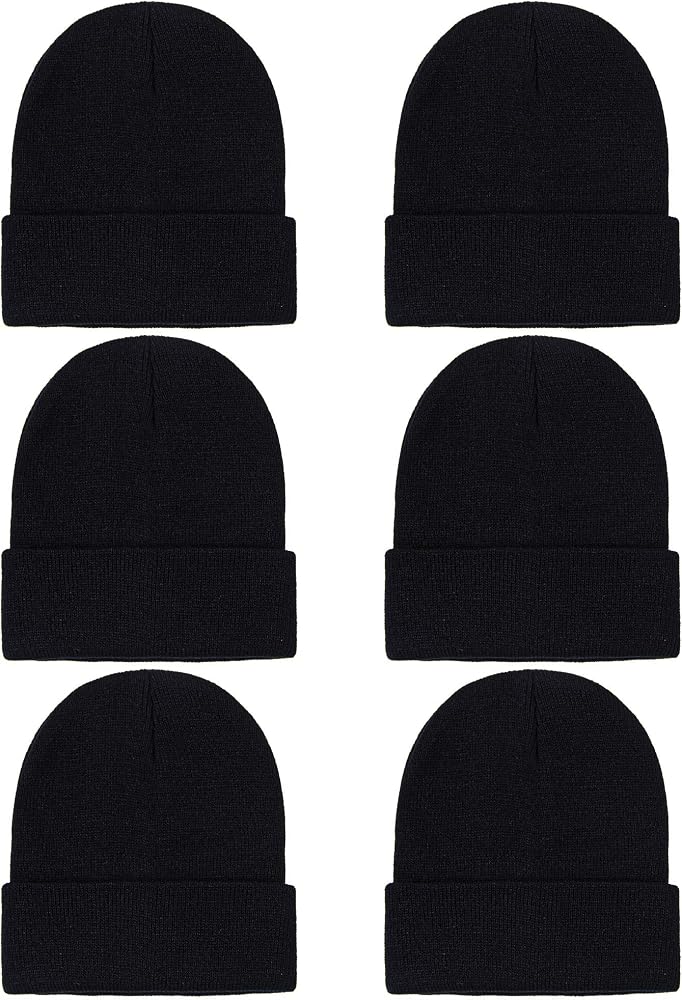 6팩 아동용 겨울 비니 아크릴 니트 신축성 있는 비니 캡 남아 및 여아용 — 사진 1