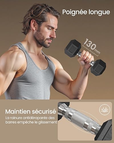 SONGMICS Ensemble de 2 Haltères Hexagonaux, Poids Total de 10 kg - 4