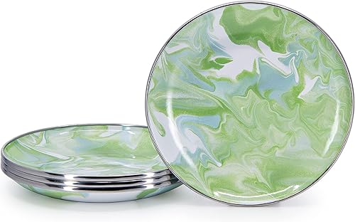 Vista 31 de Golden Rabbit Enamelware Appetizer Plates, 6 inch, Sea Glass, Set of 4