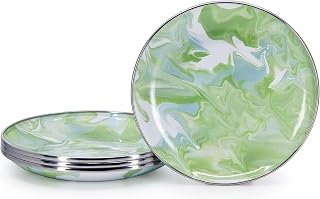 Golden Rabbit Enamelware Appetizer Plates, 6 inch, Modern Monet, Set of 4 | Set of 4 Plates, 6 inch