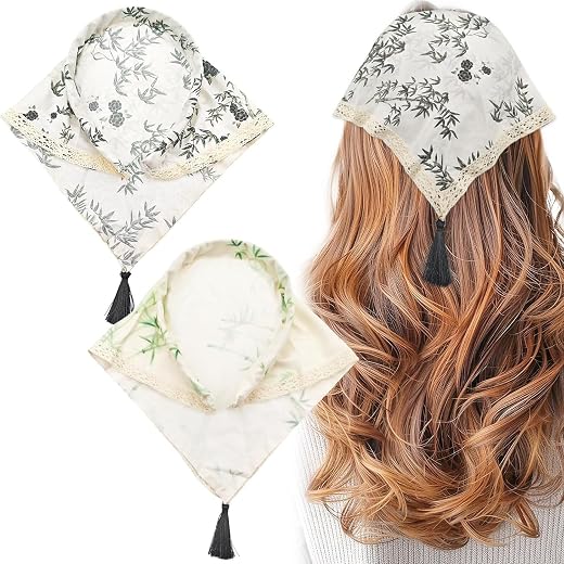 BendJoy® 2-Pack Ethnic Tassel Bandanas Headband Head Scarf for Women, Soft Comfortable Hair Scarves | Chinese Style | Adju...
