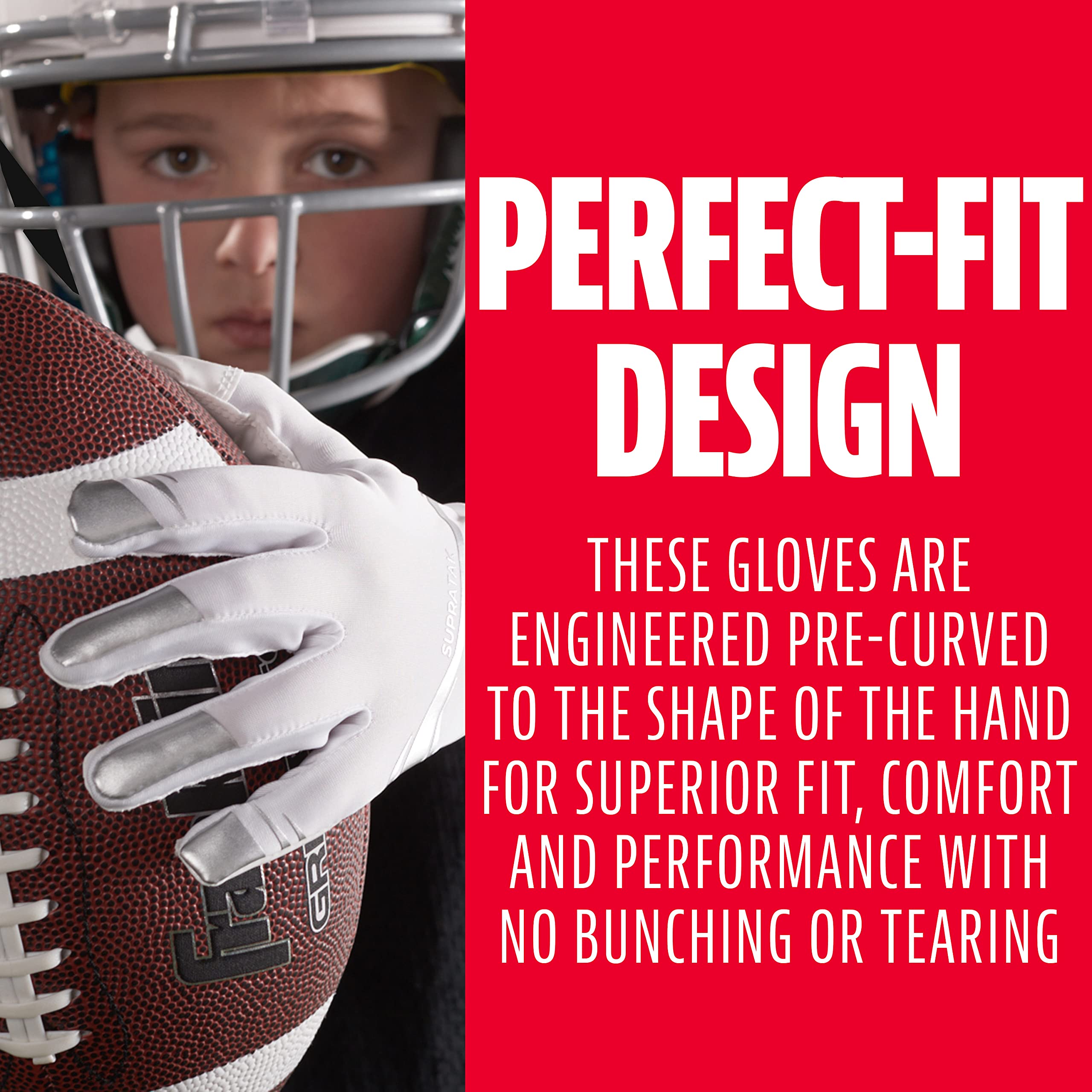 Franklin Sports Supratak Football Receiver Gloves - Guantes para adulto (tamaño pequeño), color blanco y cromado