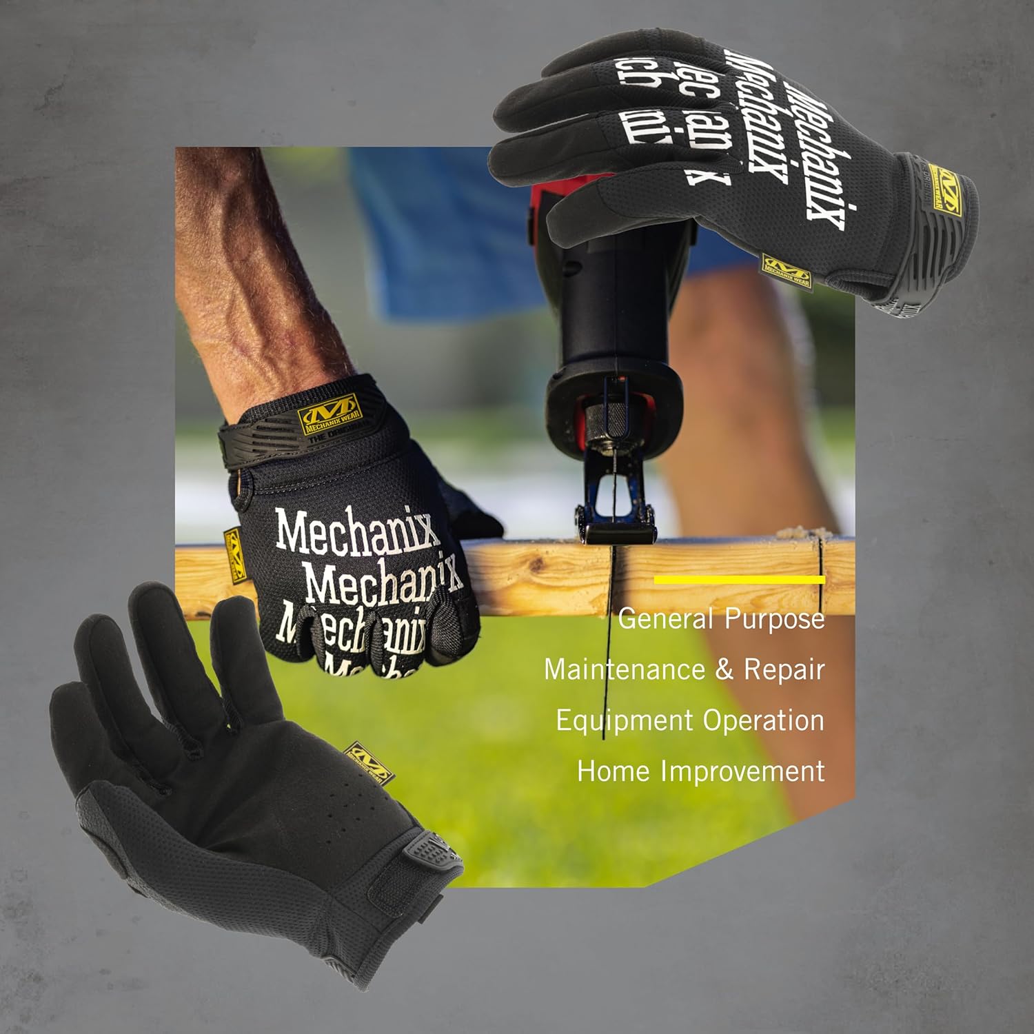 Mechanix Wear Original Work Gloves - Multi-Purpose Outdoor Work Gloves - Secure Fit - Durable & Machine Washable - Breathable & Comfortable - X-Large - Black
