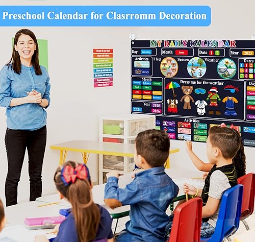 Miniatura 2 de Craftstory Calendario de aula preescolar centro de aprendizaje de tiempo circular mi calendario diario para niños pequeños días de aprendizaje de la