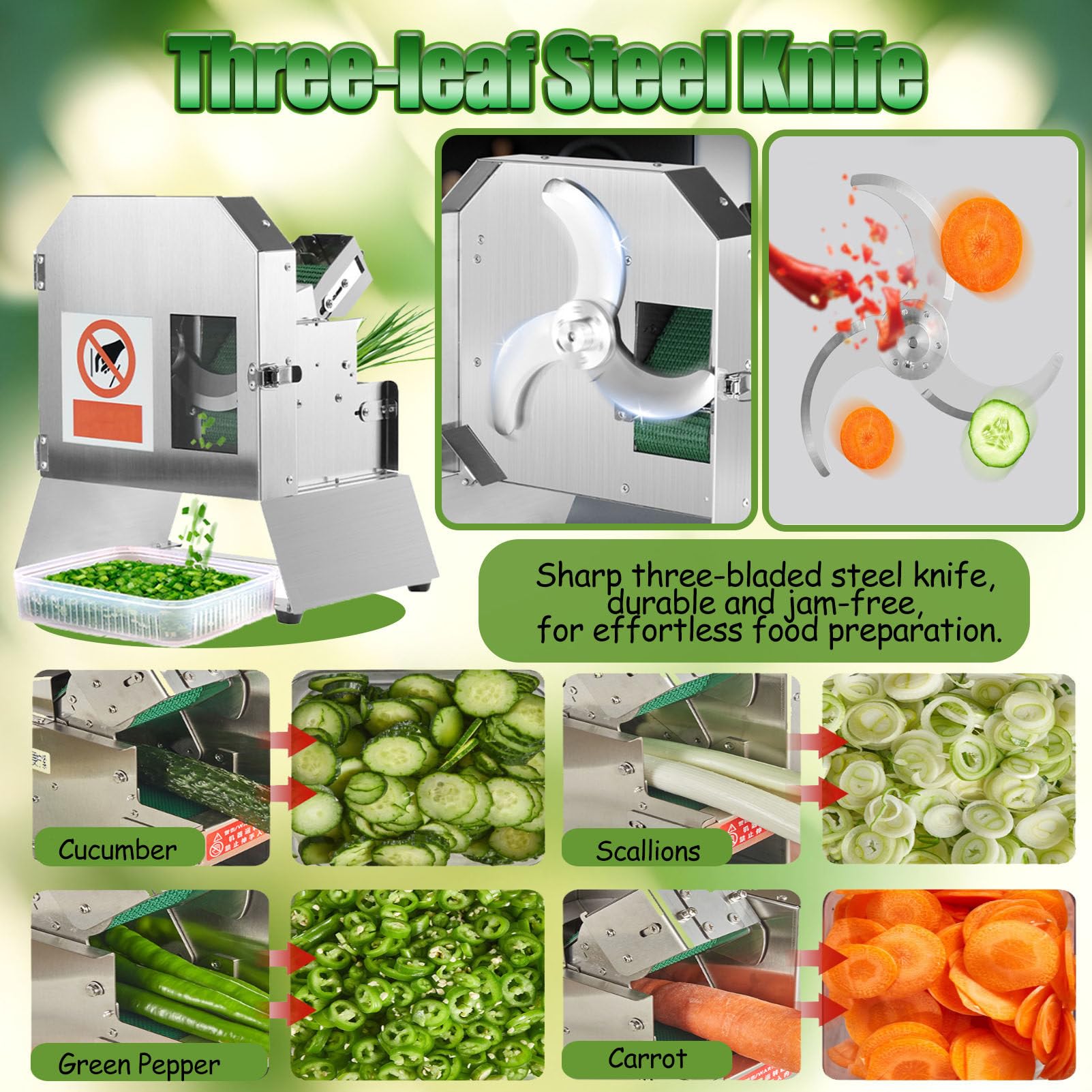 Robot culinaire électrique, machine à couper les poireaux professionnelle avec tapis roulant, trancheuse multifonction pour ail, piment et pommes de terre - Préparation idéale, rapide et efficace