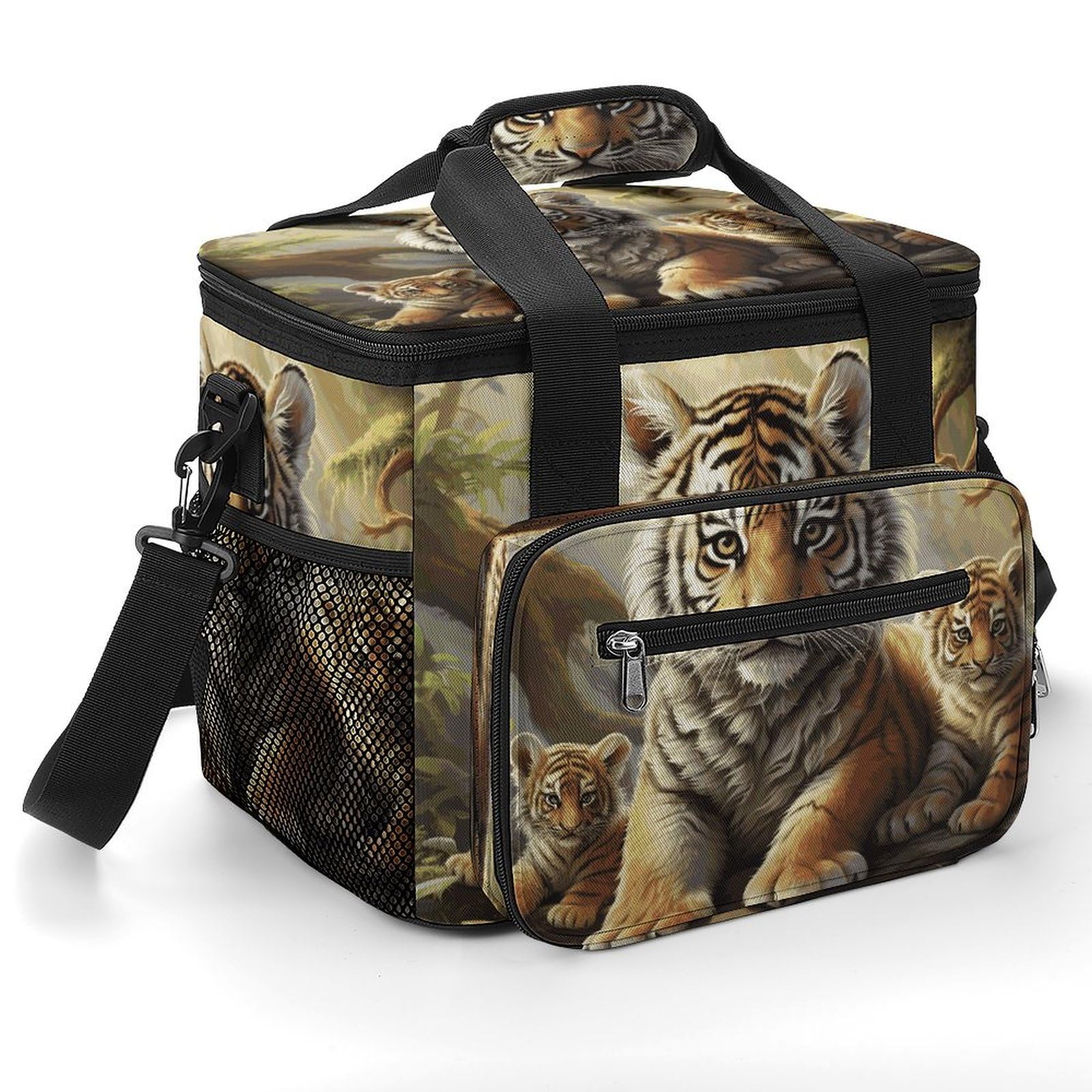 Jungle Tigers, borsa termica con stampa di grande capacità, a prova di perdite, per picnic, viaggi e avventure all'aria aperta