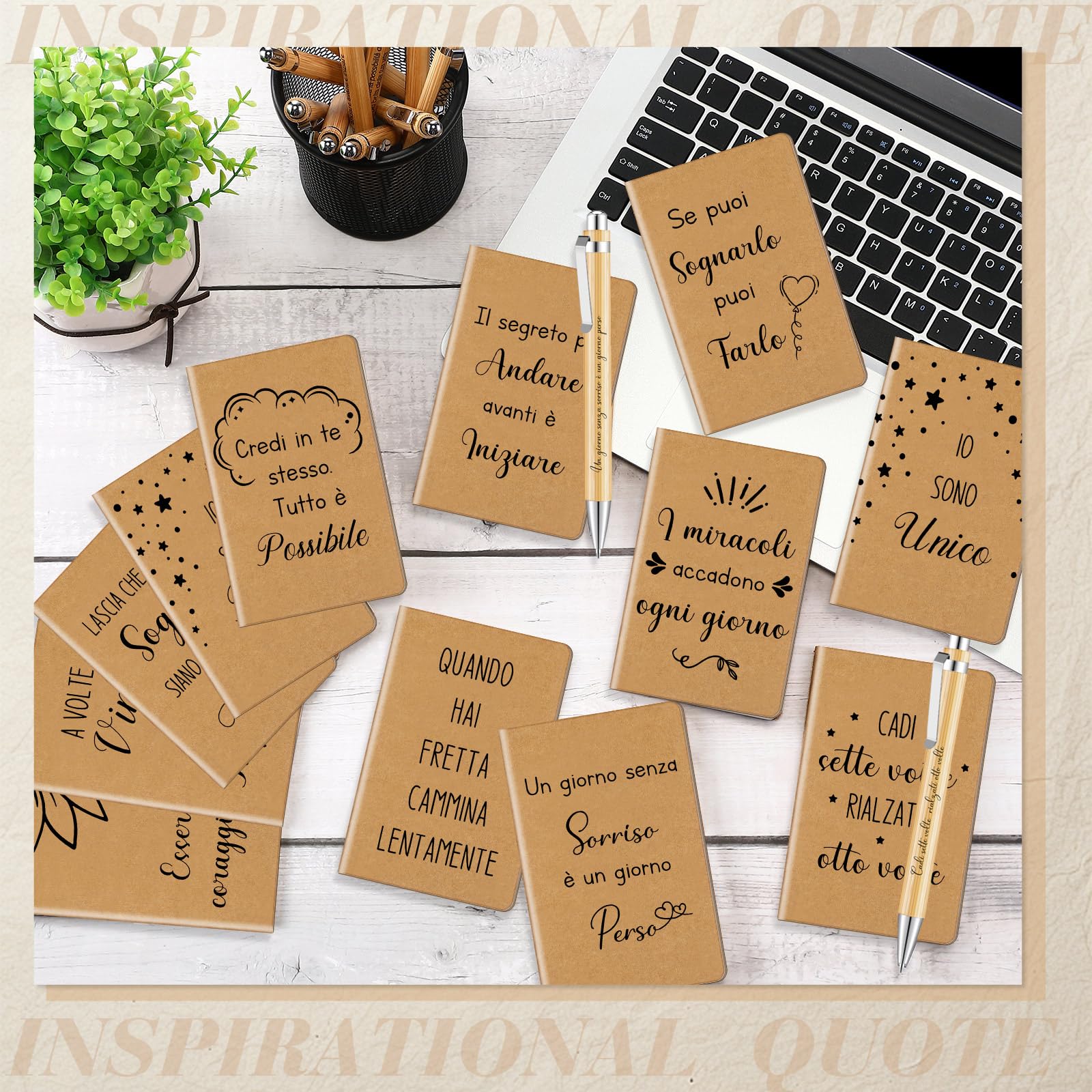 Set di 4 quaderni motivazionali con penne a sfera ispiratrici Bulk Thank You Spiral Notepad Journal Penna positiva Regalo di apprezzamento per i dipendenti, per colleghi, insegnanti, colleghi