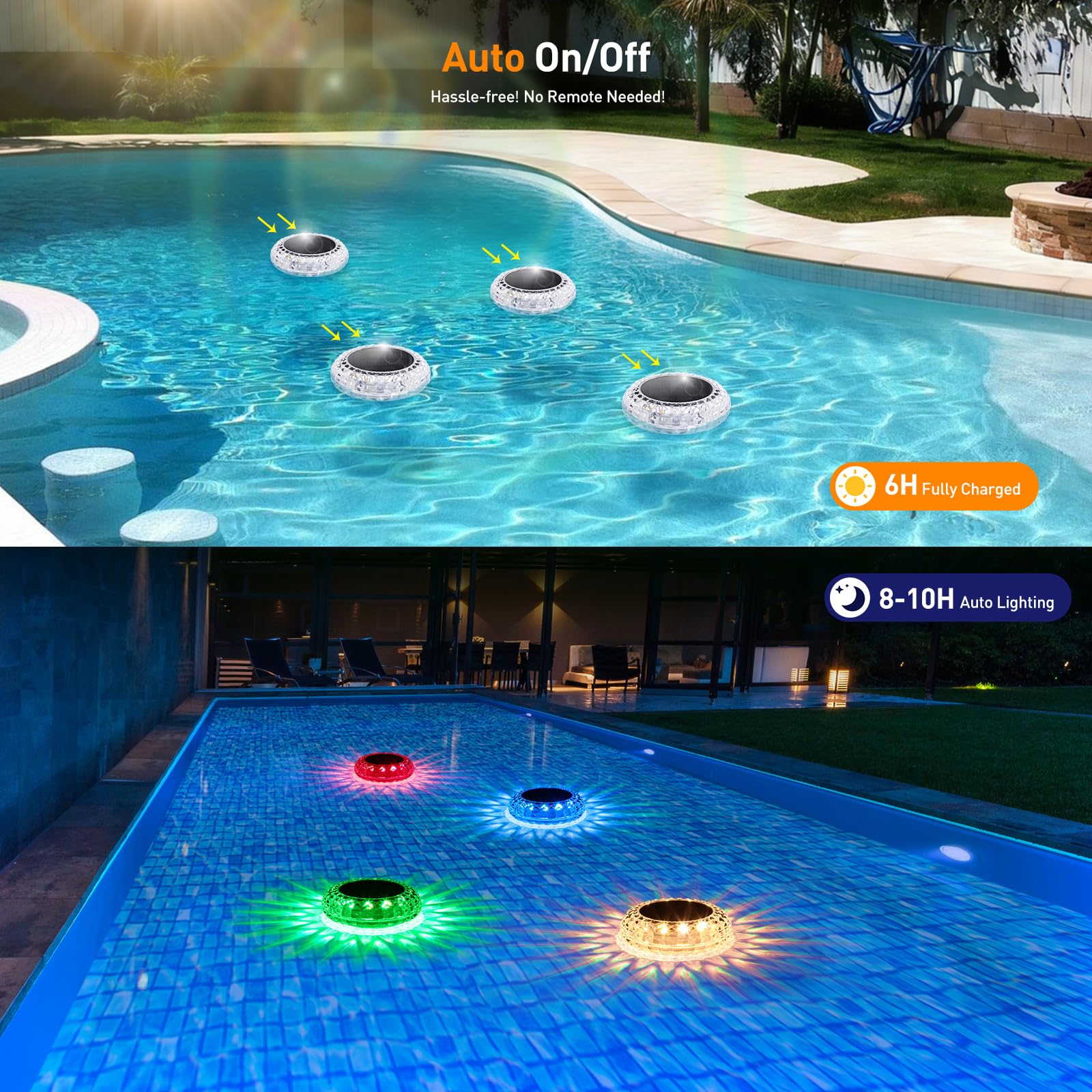Schwimmende LED-Pool-Lichter, solarbetrieben, Pool-Lichter, die für den Innen-, Oberirdischen Pool/Teich/aufblasbaren Whirlpool/Badewanne/Party, Schwimmbadzubehör Essentials Dekorationen für den