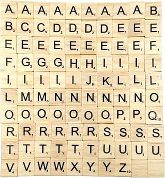 Sunnyglade 200PCS Wood Letter Tiles Wooden Scrabble Tiles for Crafts A-Z