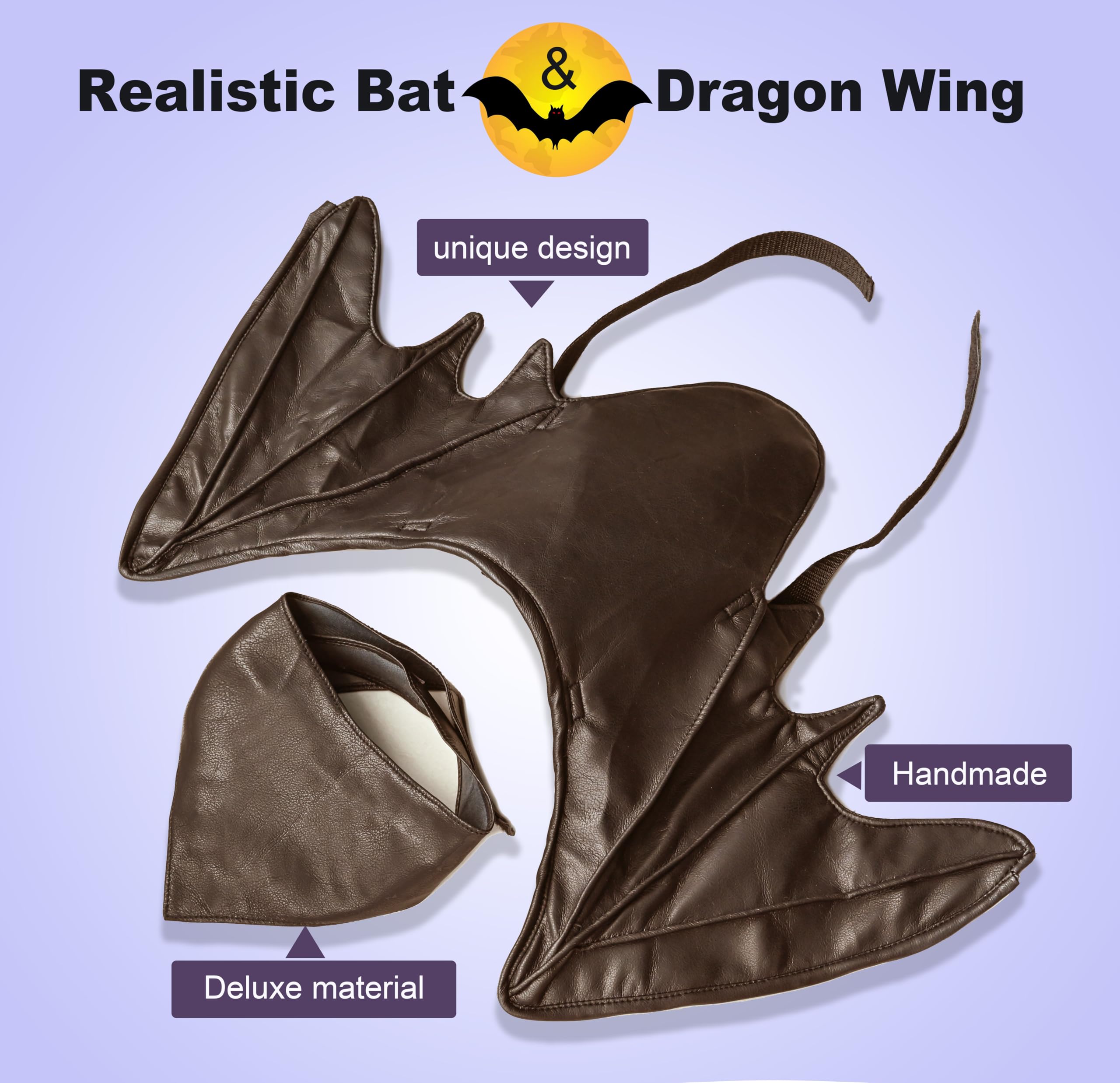 Funny Bat Dragon Wing Costumes for Dog Cute Furry Pet Clothing for Halloween (Coffee Wing, Size L), Large - Image 4