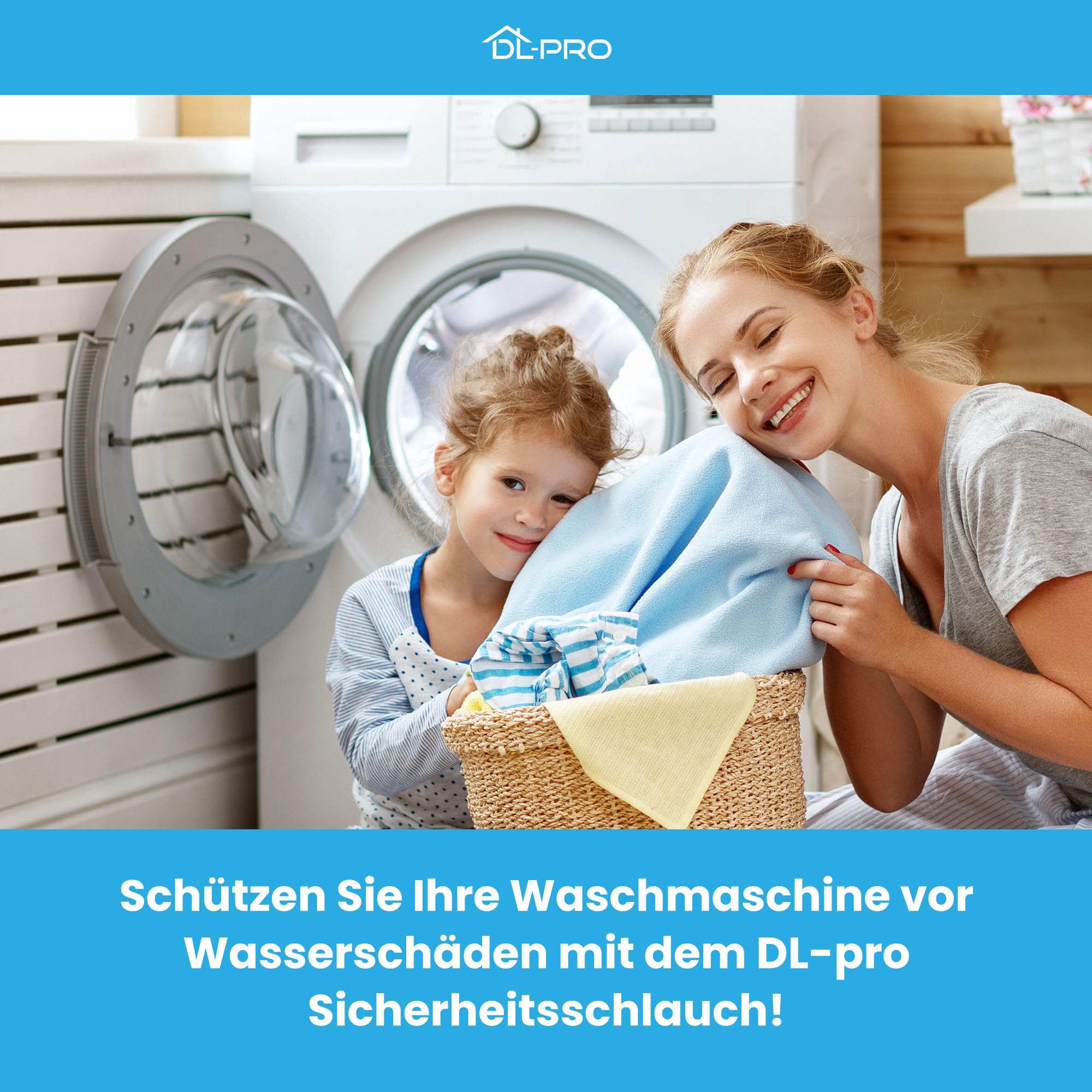 DL-pro Universal Zulaufschlauch 4m 3/4 Zoll Aquastop Schlauch gerade/gewinkelt Sicherheitsschlauch für Waschmaschine Spülmaschine Geschirrspüler 90°C 10 Bar