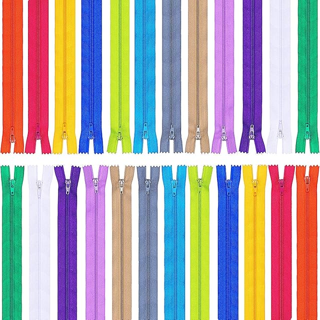 Mcree 50-Pack Nylon Coil Zippers Bulk, Closed End for Tailor Sewing Crafts 25 Colors Nylon Zippers, 25 Colors (16 inch)