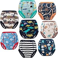 MooMooBaby 8-Pack Cotton Potty Training Pants for Toddlers Boys & Girls - Absorbent 6-Layer Training Underwear 2T-9T