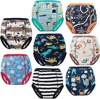 MooMoo Baby 8 Packs Potty Training Pants Cotton Absorbent Training Underwear for Toddler Boy and Girls 2T-9T