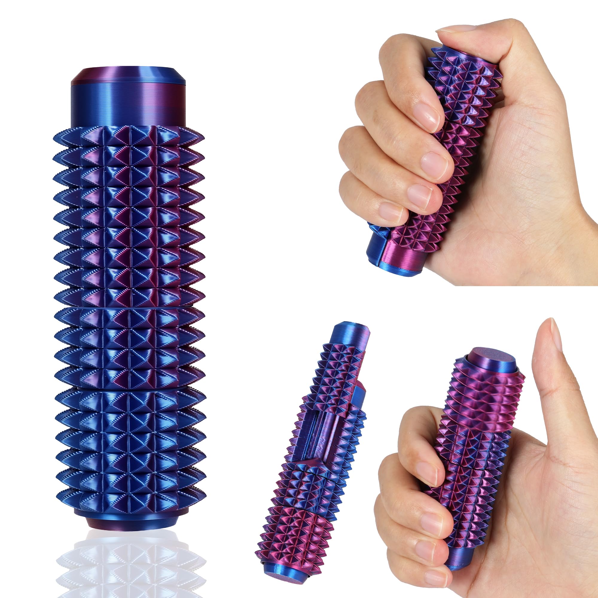 Little Ouchies 5 in 1 Prickly Spinny Clicker Fidget Toy – All-in-One Pain Stim Toy with Spinning,Press Buttons & Slider for Anxiety Relief,Stress Relief and Stimming for Adults Teens (Rose Red Blue)