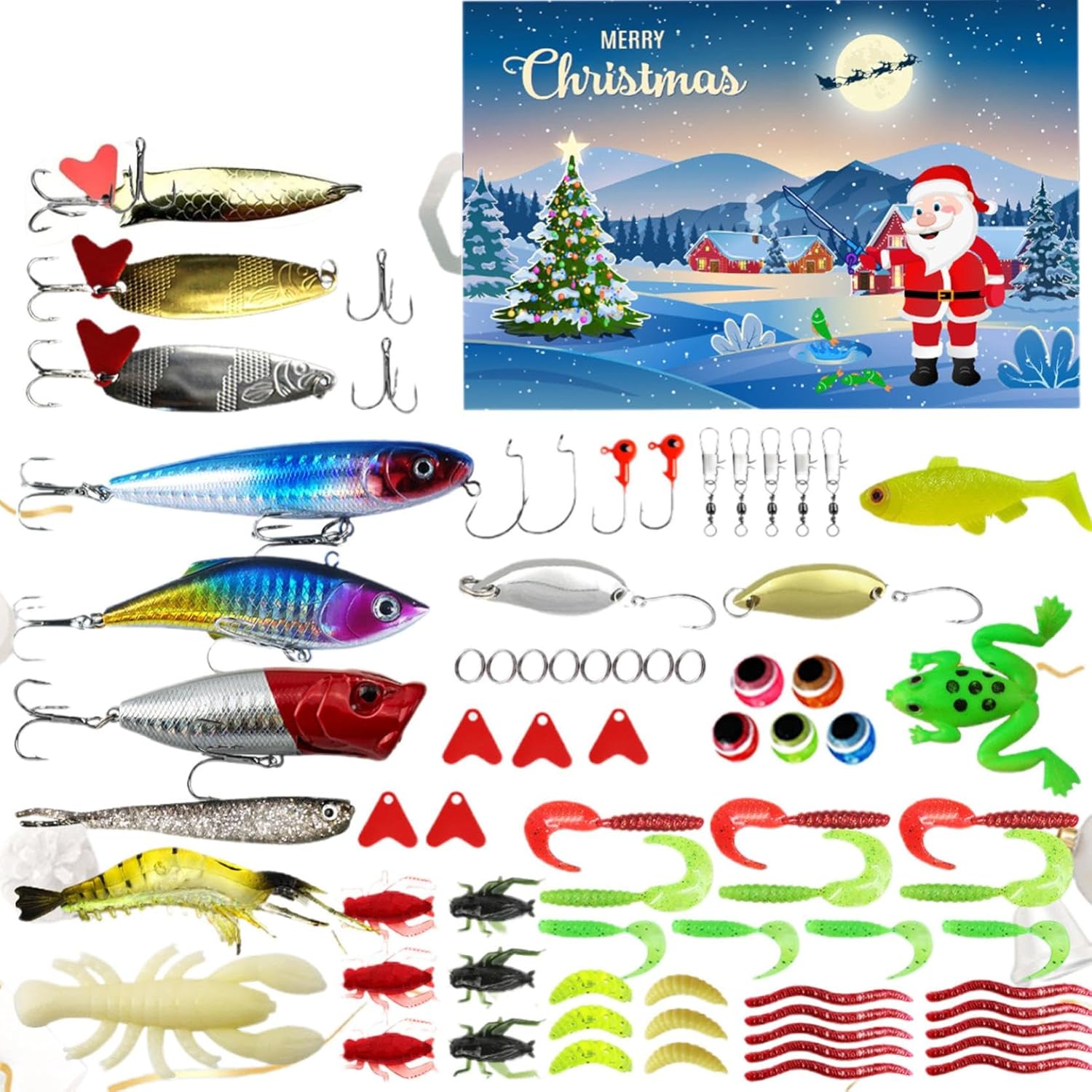 Fishing Lures Kit Advent Calendar 2024, 24 Days of Lures
