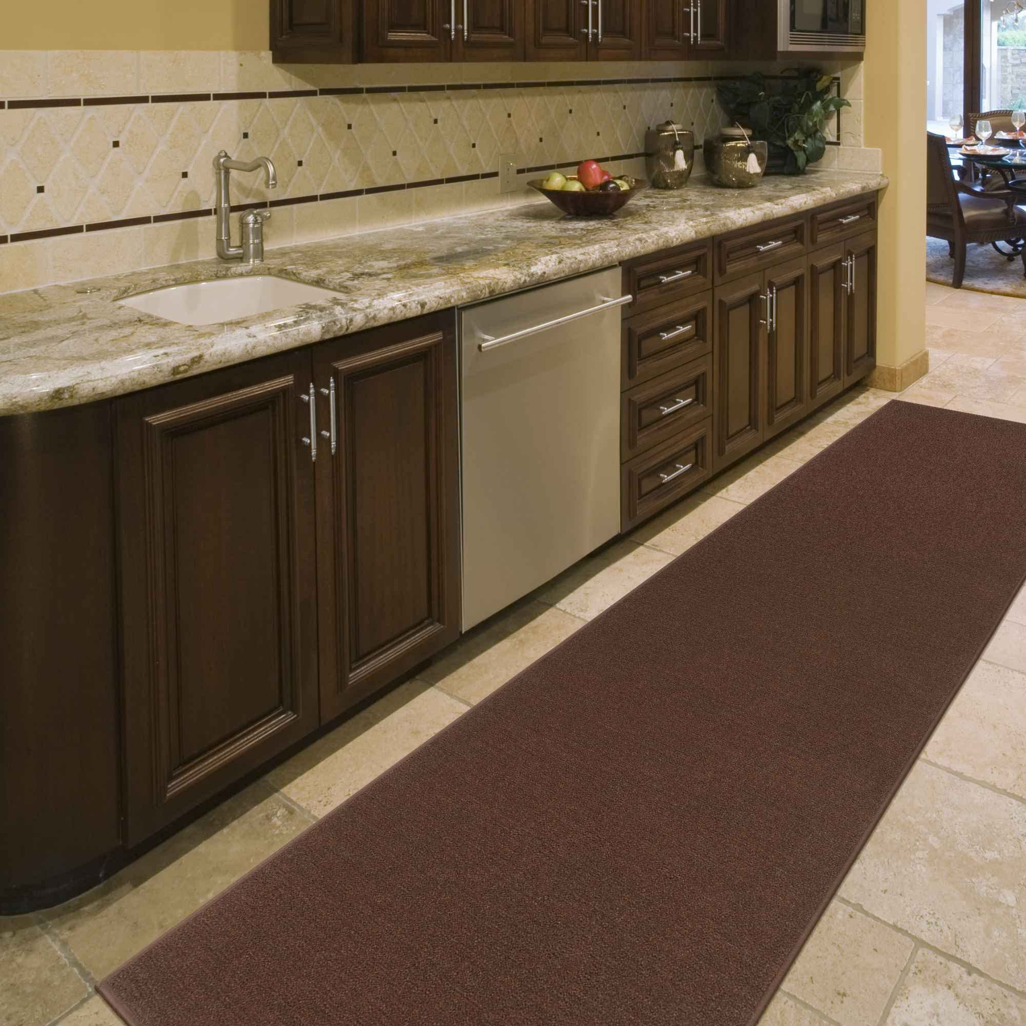 Solid Brown 3x10 Washable Runner Rug with Rubber Backing Non Slip Area Rugs for Living Room