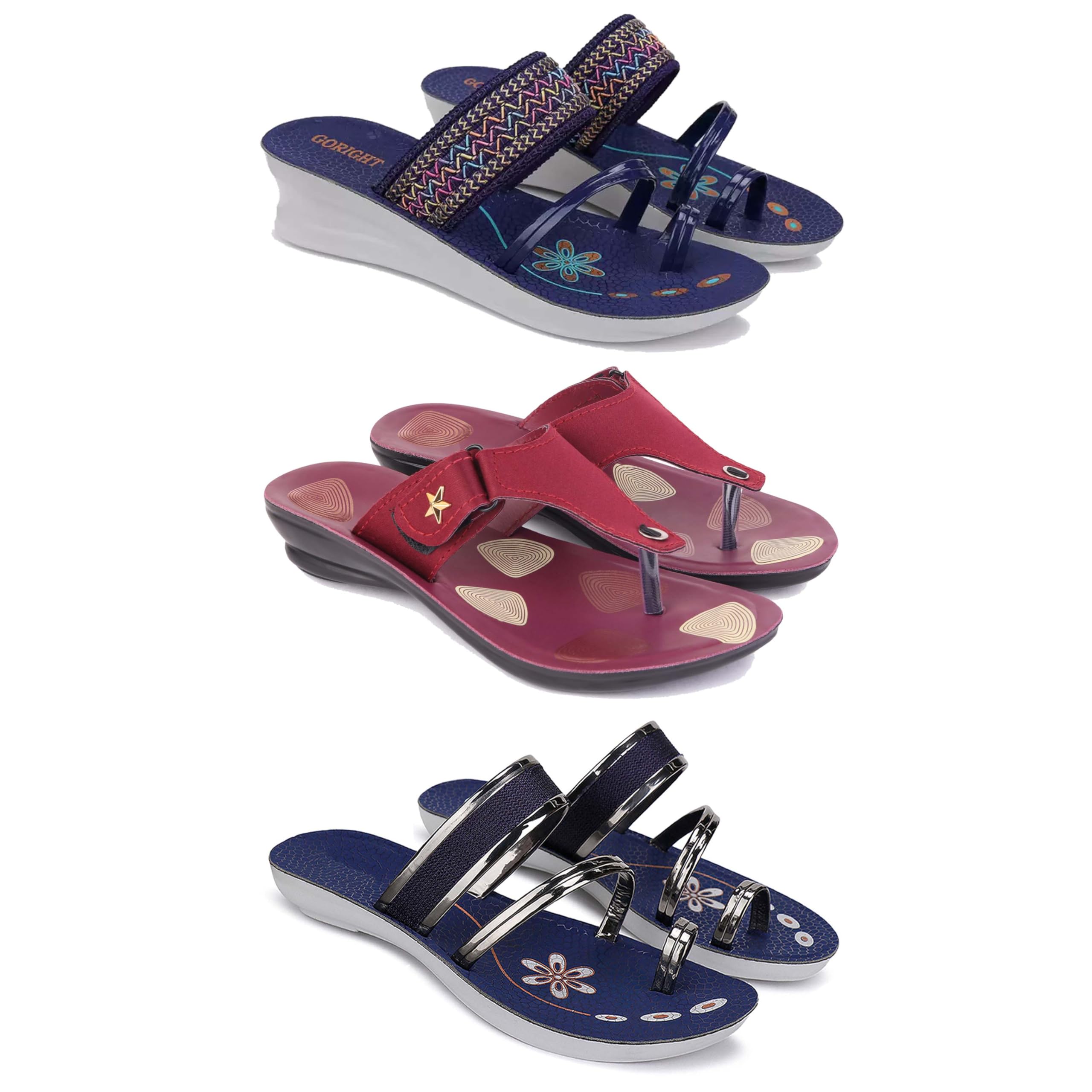Women's Comfortable Sandal,Casual Lightweight Sandal for Everyday Wear for women's(ZRC-(COMBO-3)-1947-1974-1945)-image-24