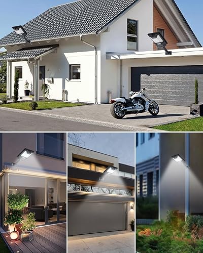 Miniatura 8 de Farola solar para exteriores, 20000LM 6500K sensor de movimiento impermeable LED con control remoto, iluminación de área comercial del atardecer al