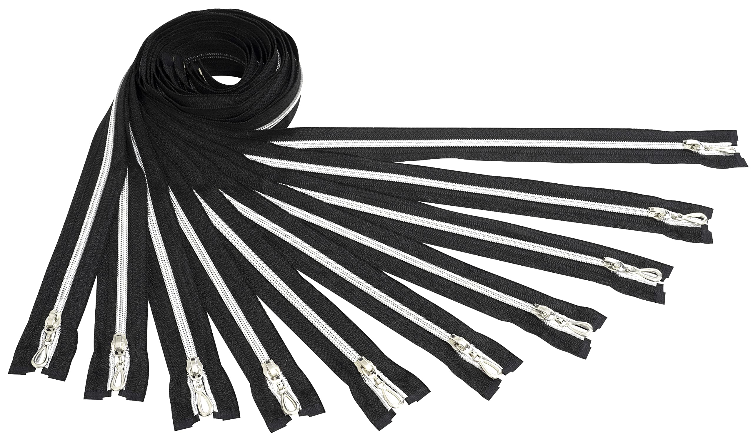 Fermetures éclair Spirale N°5 - Lot De 5 Longueurs (65 à 85 Cm) + 1 De 16 Cm - Bleu Foncé, Métal/nylon