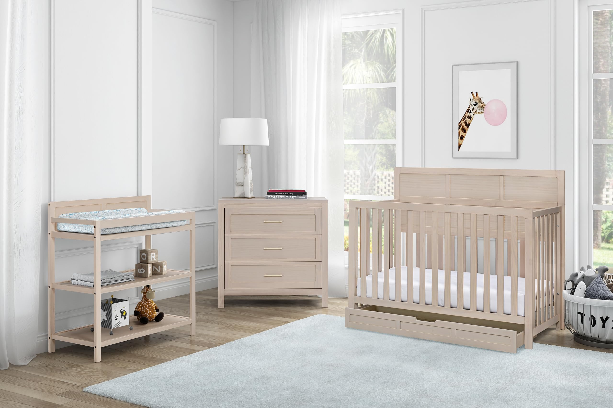 Photo 1 of Suite Bebe Reign 4-in-1 Convertible Full Panel Baby Crib in Washed Natural