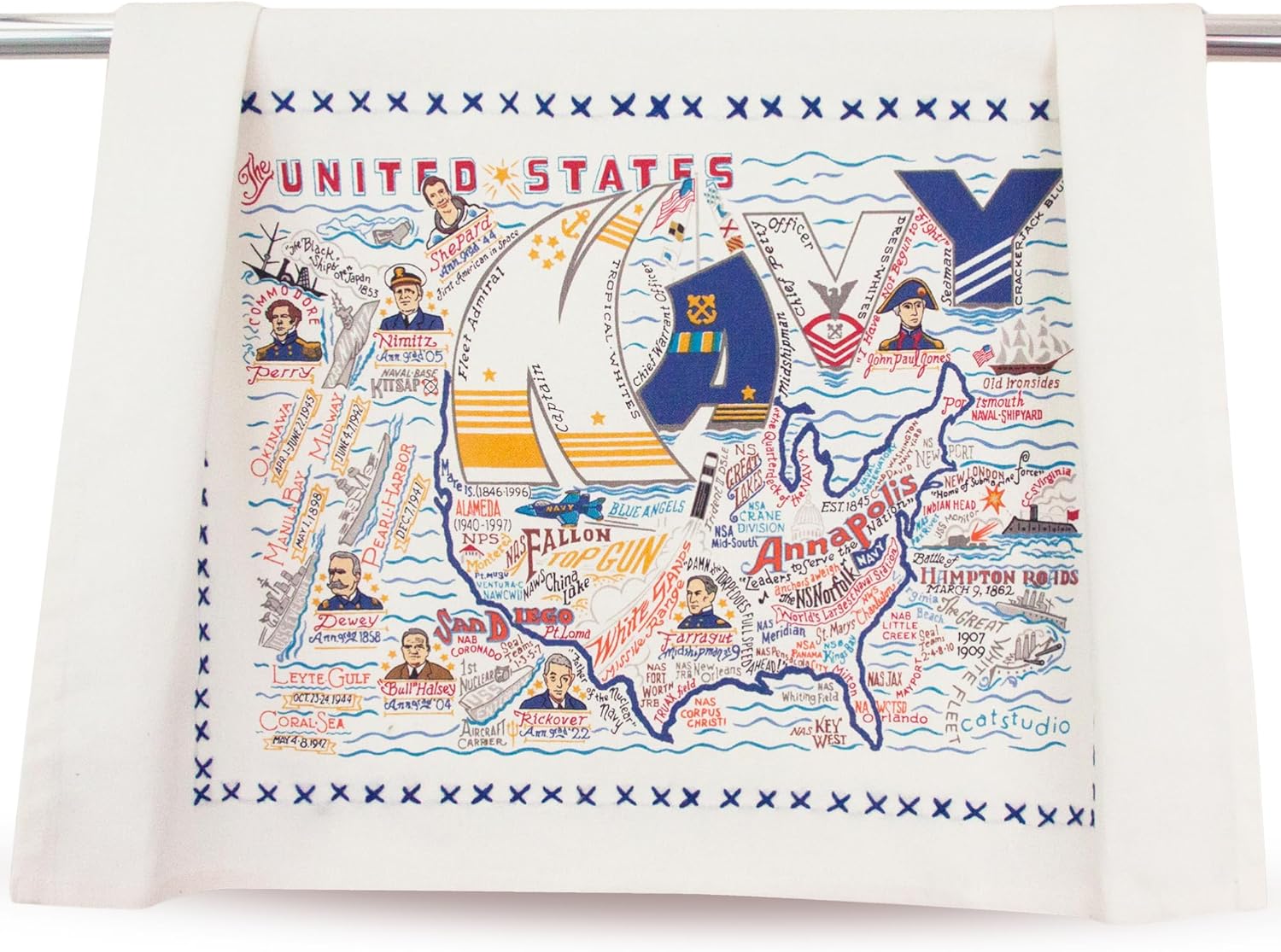 Catstudio Navy Dish & Hand Towel | Great for Kitchen, Bar, & Bathroom
