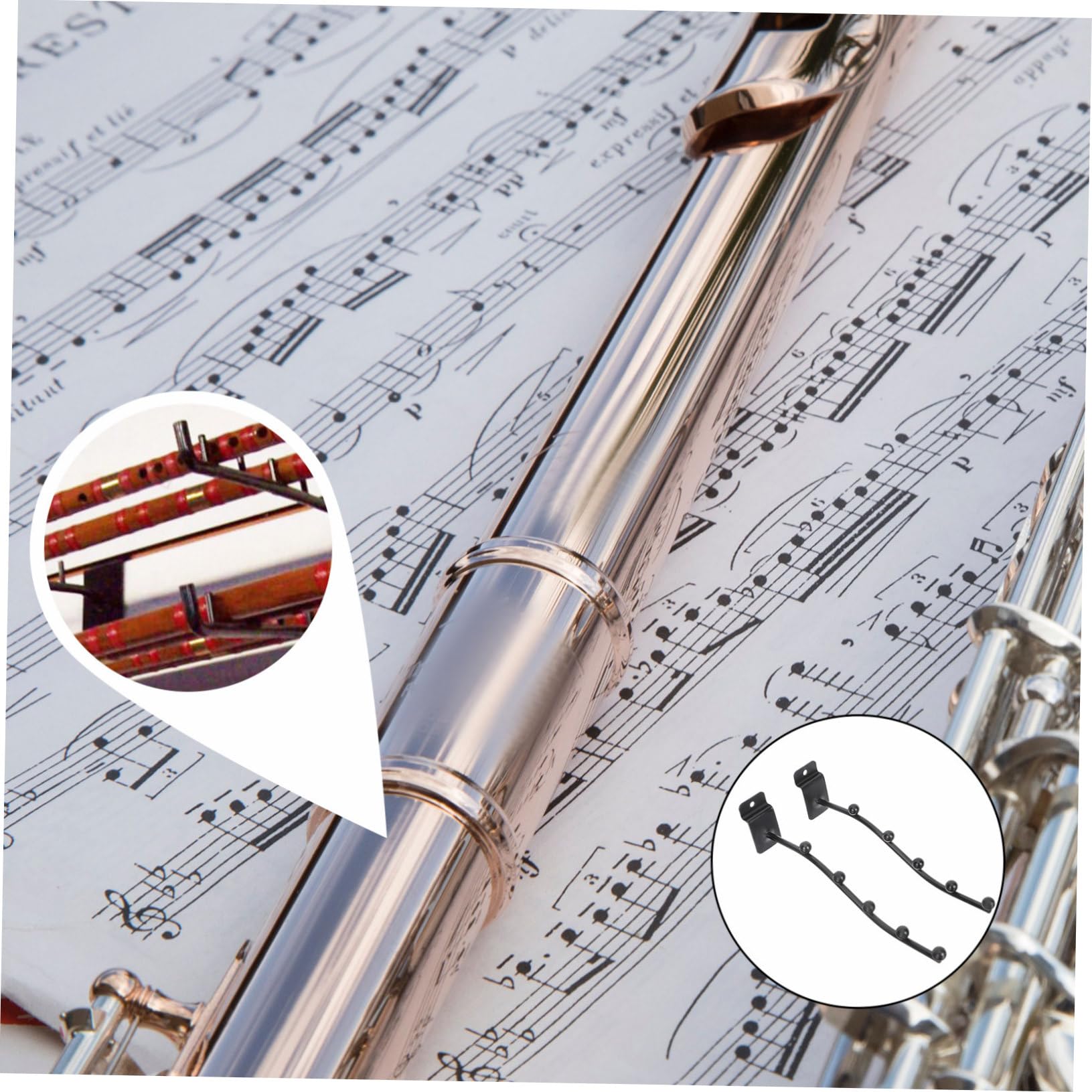 TOYANDONA Practical Wall Mounted Flute Rack 2 Pack Flute Hanger Holder Sturdy and Sturdy Flute St