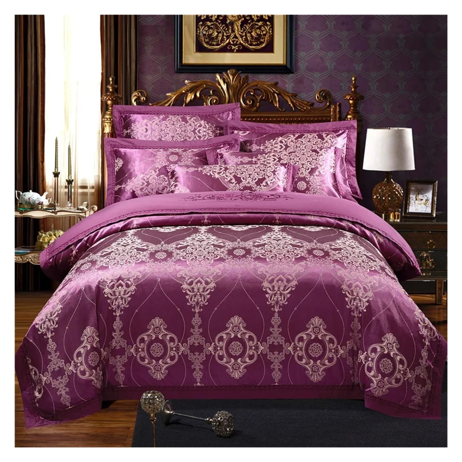 Sbcgfy D Luxury Bedding Sets Silk Cotton Jacquar Queen/King Size Uvet Cover Set Wedding Bedclothes Be Linen Quilt Cover,Cotton Uvet,-Queen