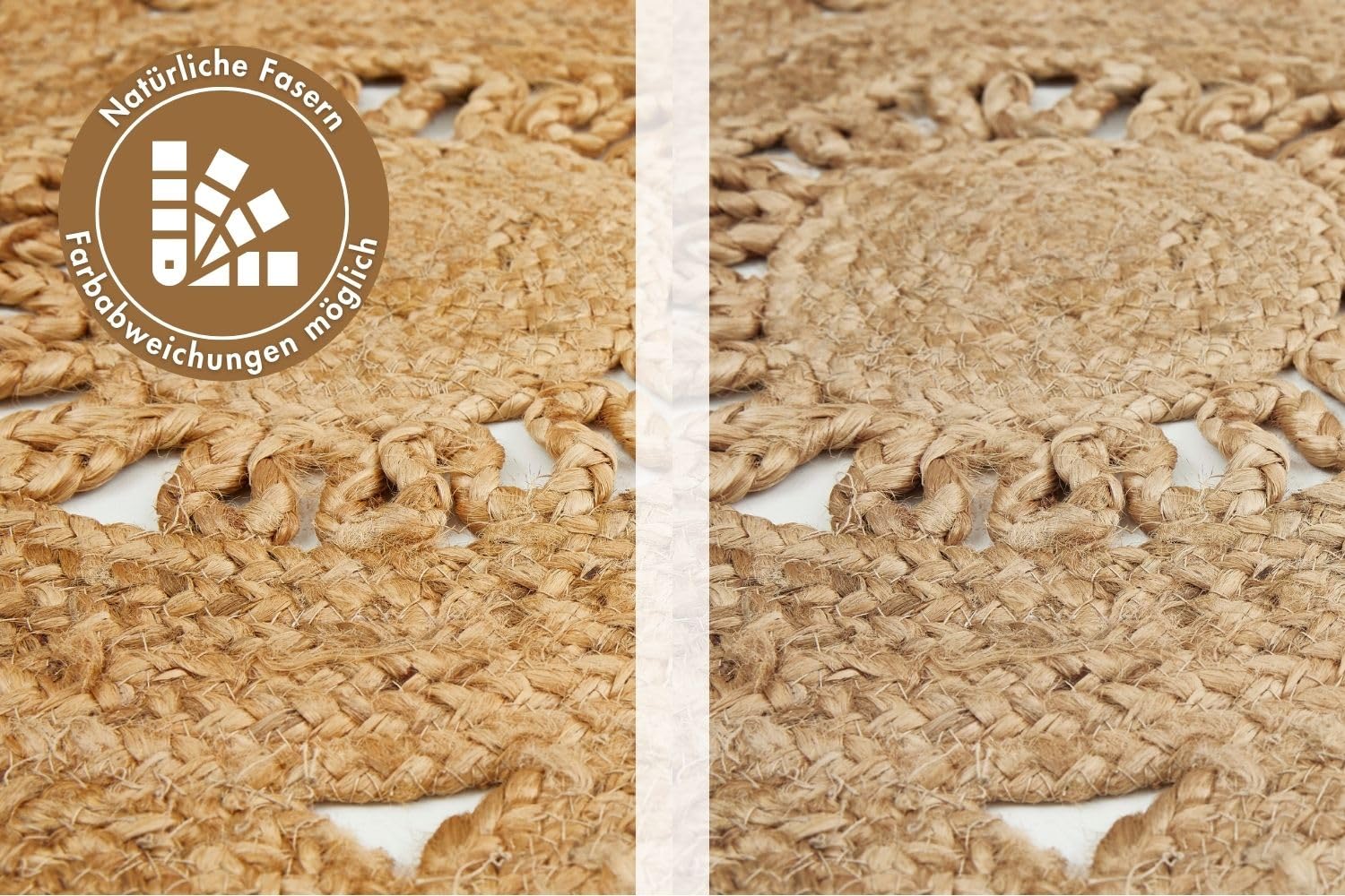 -LUXOR- living Tappeto Balo in 95% iuta e 5% cotone, colore: naturale, dimensioni: Ø 80 cm