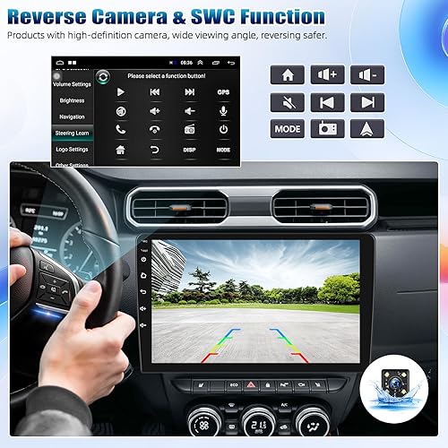 Vista 11 de Receptor de radio estéreo de coche doble DIN, 10.1 pulgadas, 2.5D, pantalla táctil curva, reproductor multimedia, compatible con cámara de visión