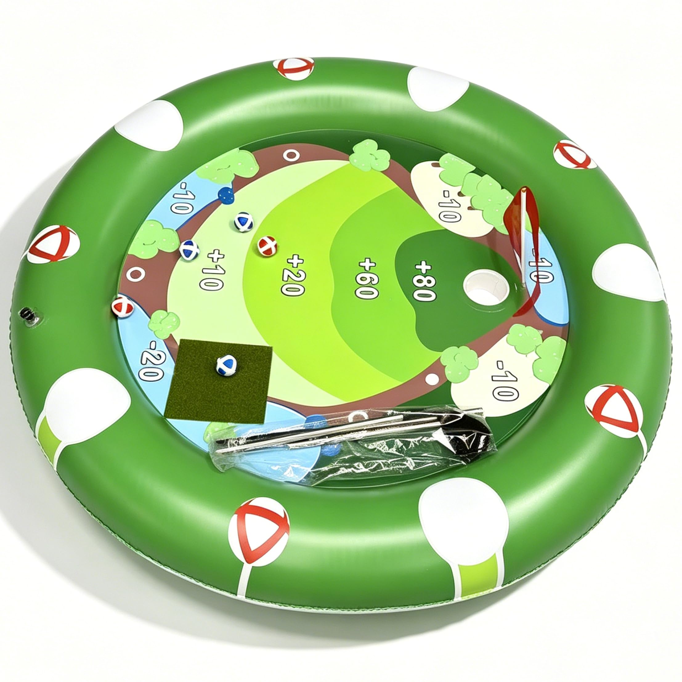 Aufblasbares Pool-Golfspiel, 43 Zoll schwimmendes Golfgrün für Pool-, Strand-, Hinterhof- und Sommerpartyspiele, Grün, 110 cm
