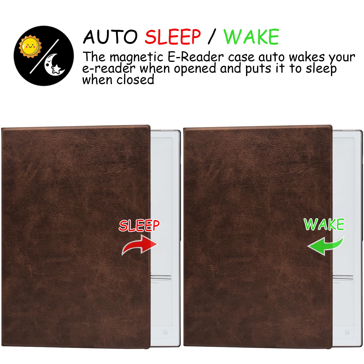 Custodia a libro con supporto magnetico per tablet iFLYTEK AINOTE 2, 10,7" E-Ink (2025), ultra sottile, leggera, in pelle PU, con fibbia magnetica e funzione sleep/wake automatica (marrone