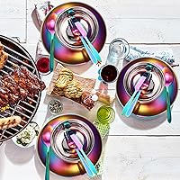 Vista 6 de Honeydak El kit de vajilla de 36 piezas de acero inoxidable incluye juego de 6 platos, tazones, cucharas, tenedores, cuchillos, cubiertos