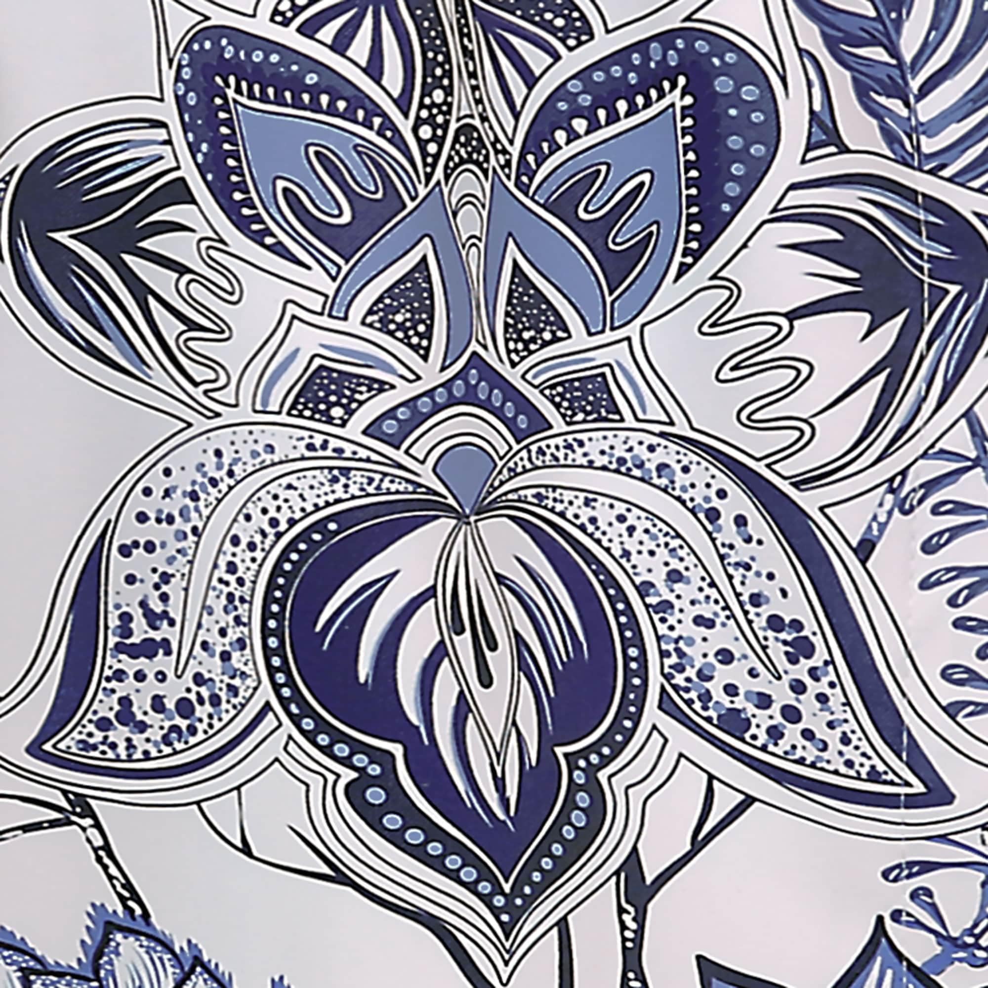 Lush Decor Cynthia Jacobean Floral Print Single Curtain, 18" L Valance, Blue