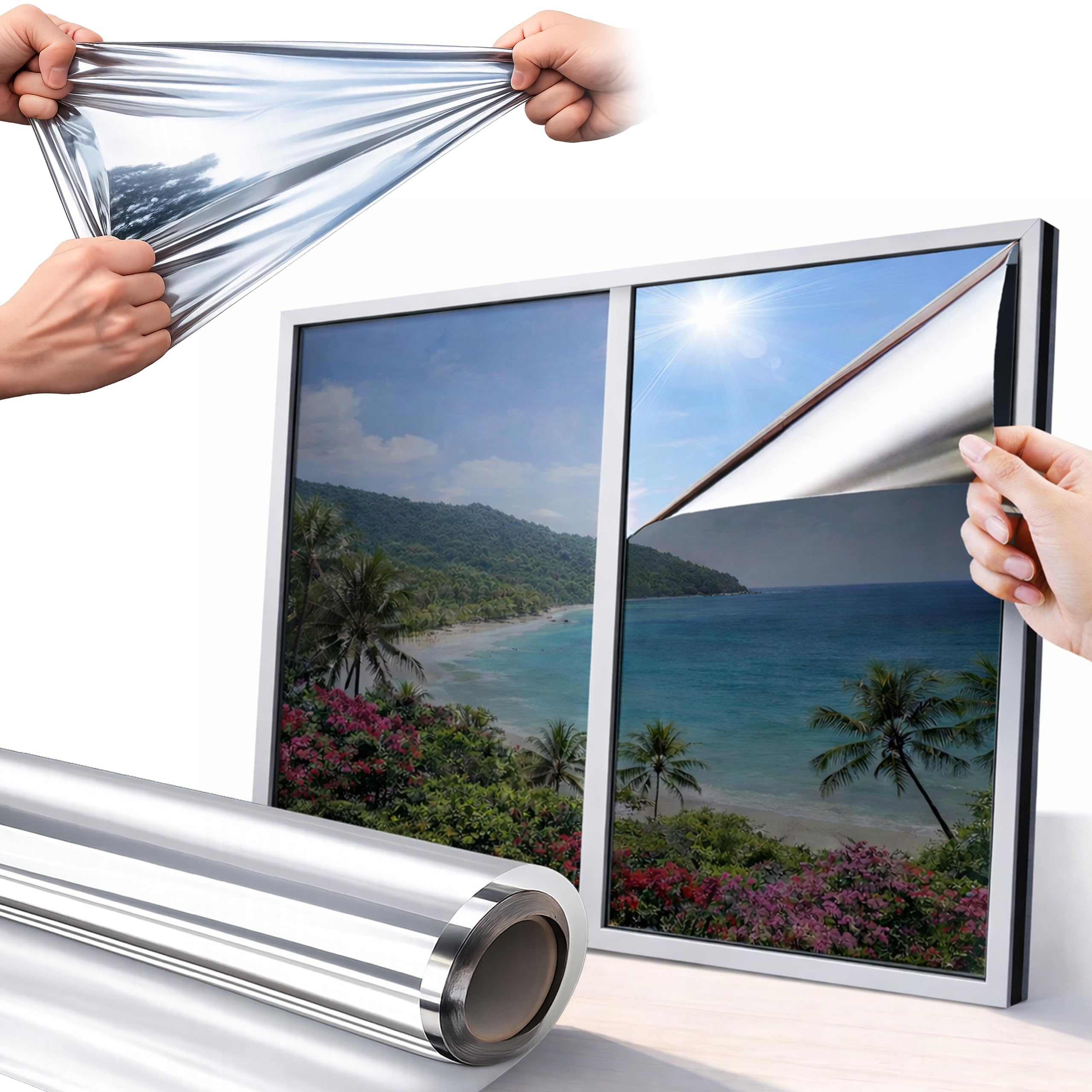 Reflective Window Film for Glass – 44.5 x 200cm, Static Cling No Adhesive, UV Protection Window Sticker for Home & Office – Stylish & Easy to Remove