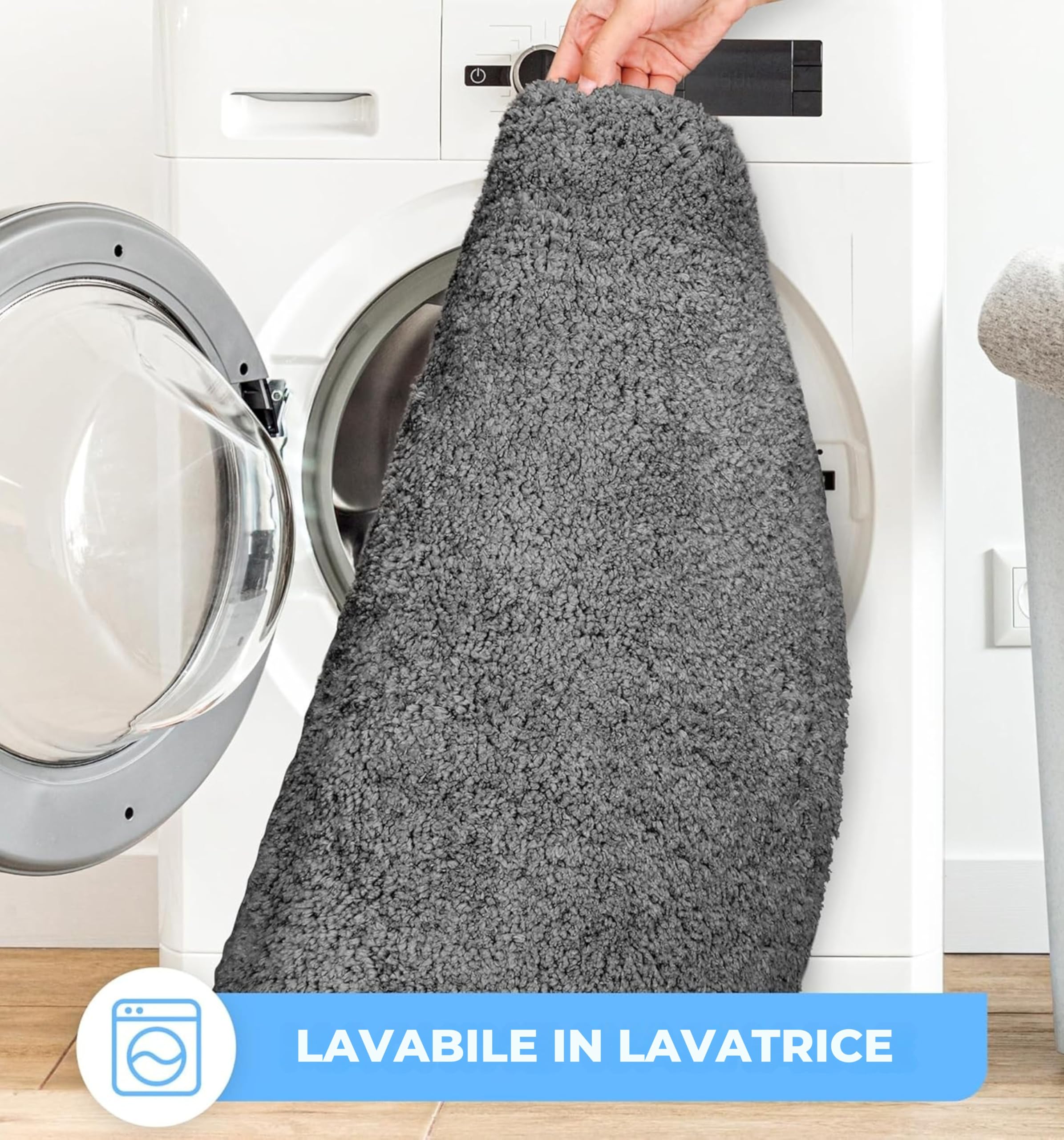 Sentidos Tappeto da Bagno Antiscivolo, Morbido, Assorbente, Lavabile in Lavatrice, Ideale per Vasca, Doccia e Cucina, 70x120 cm - Grigio