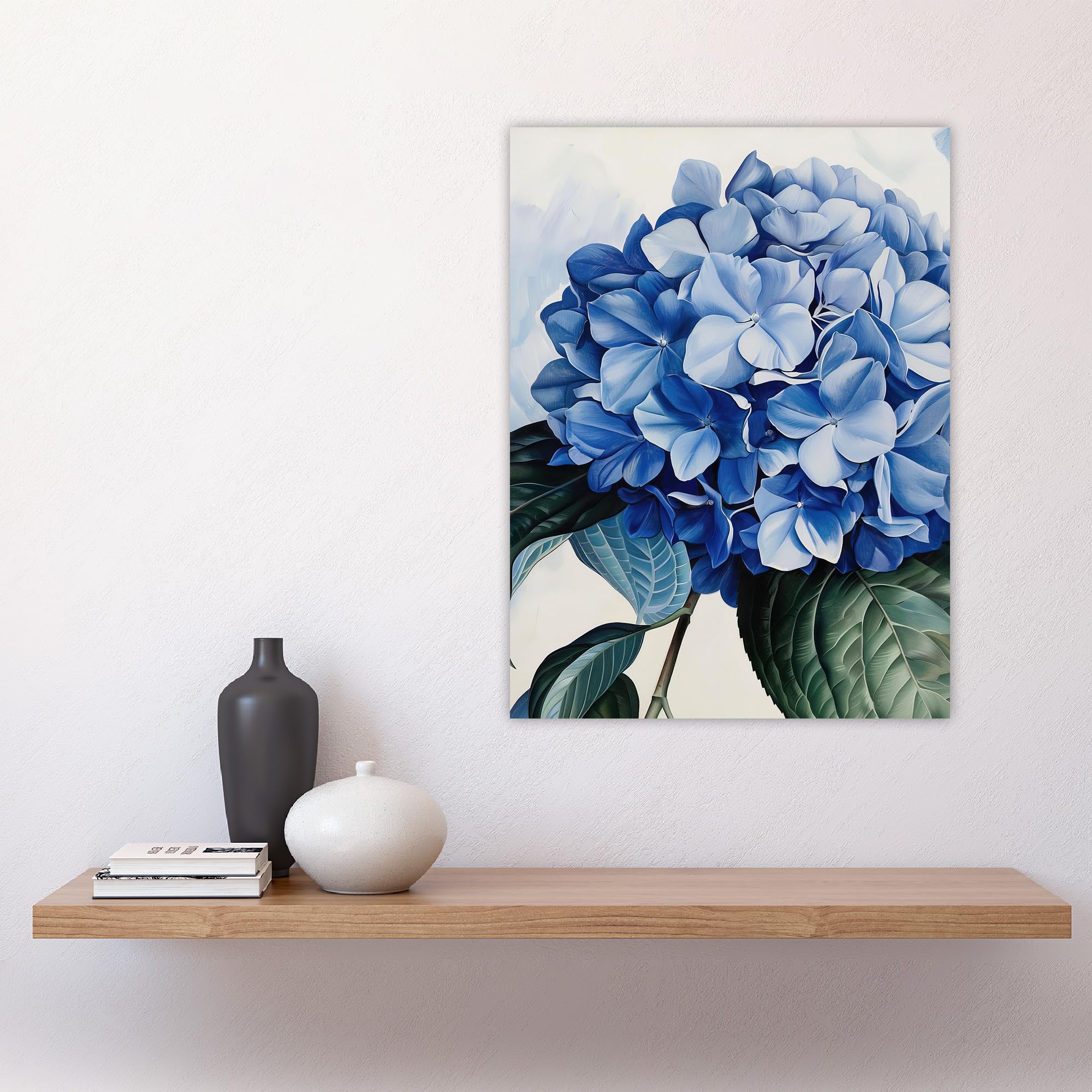 Artery8 Blue Hydrangea Modernist Painting Floral Calm Living Room Large Wall Art Poster Print Thick Paper 18X24 Inch - Image 4