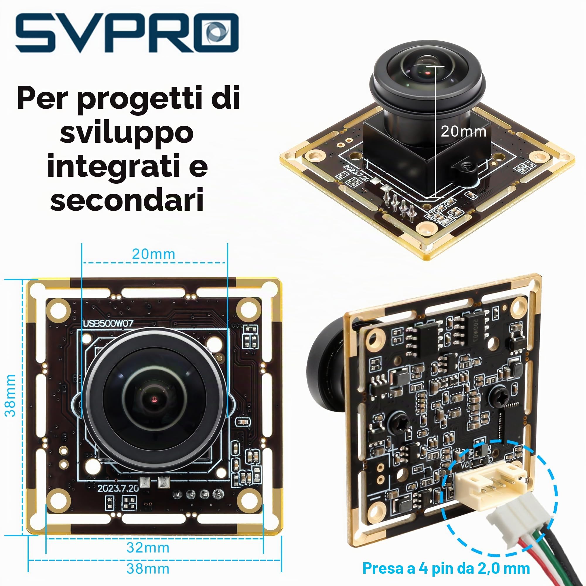 SVPRO Modulo fotocamera USB Fisheye da 5 MP, 30 FPS, scheda webcam ultra grandangolare a 200 gradi, sensore IMX335, visione computerizzata, telecamera di sicurezza industriale per PC, Raspberry Pi