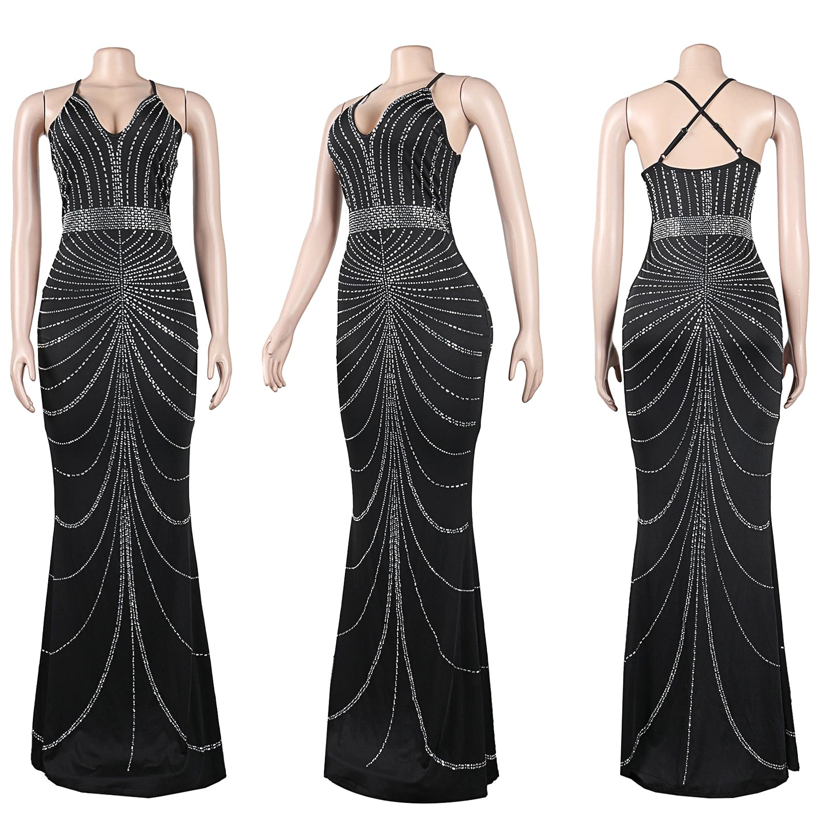 Nagfar Abito formale da donna con strass e paillettes per feste di compleanno sexy in discoteca e feste di Capodanno