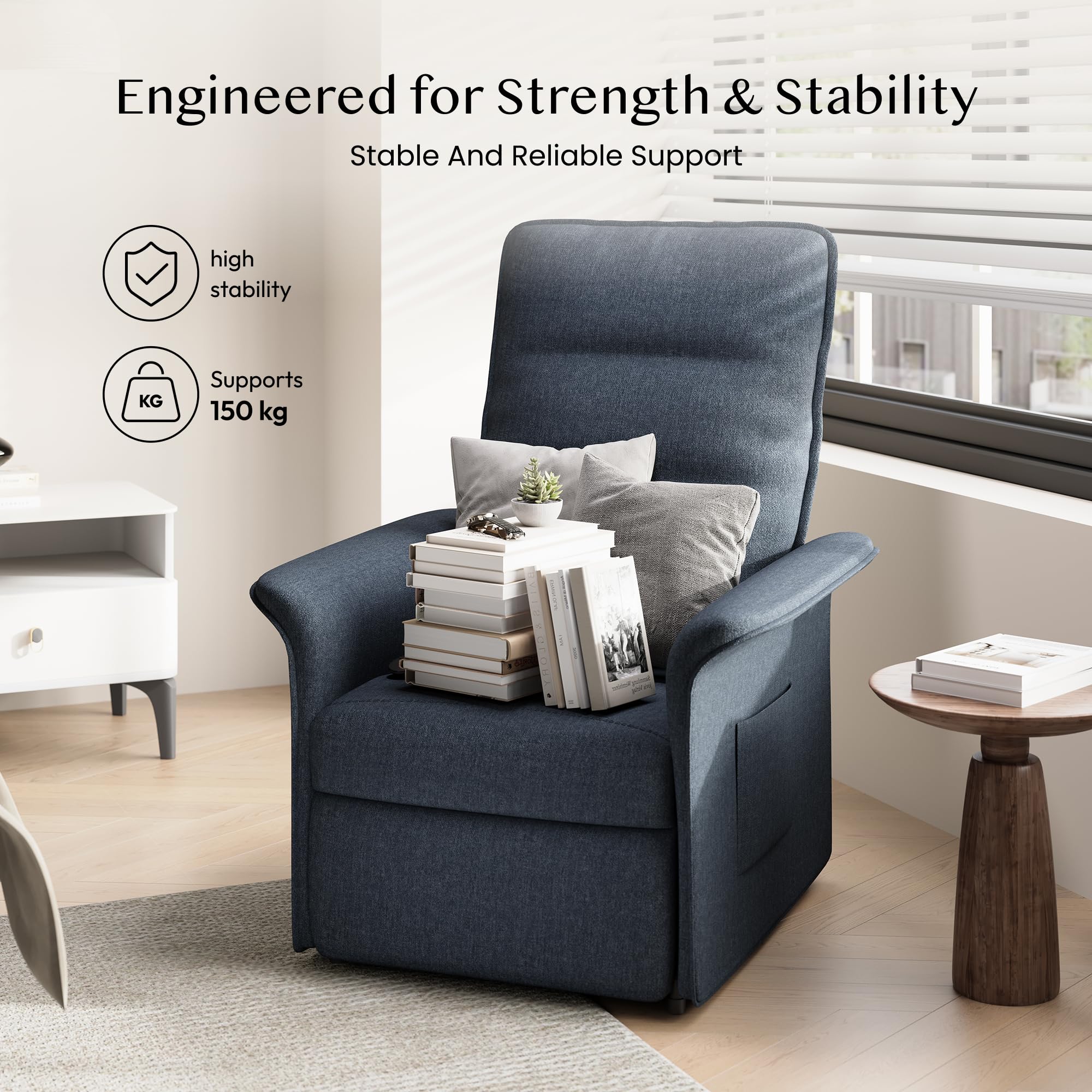 FLEXISPOT Fauteuil Relax Électrique, Fauteuil Inclinable avec Dossier Réglable 105°-155°, Fauteuil TV pour Chambre, Salon et Home cinéma, Gris Foncé