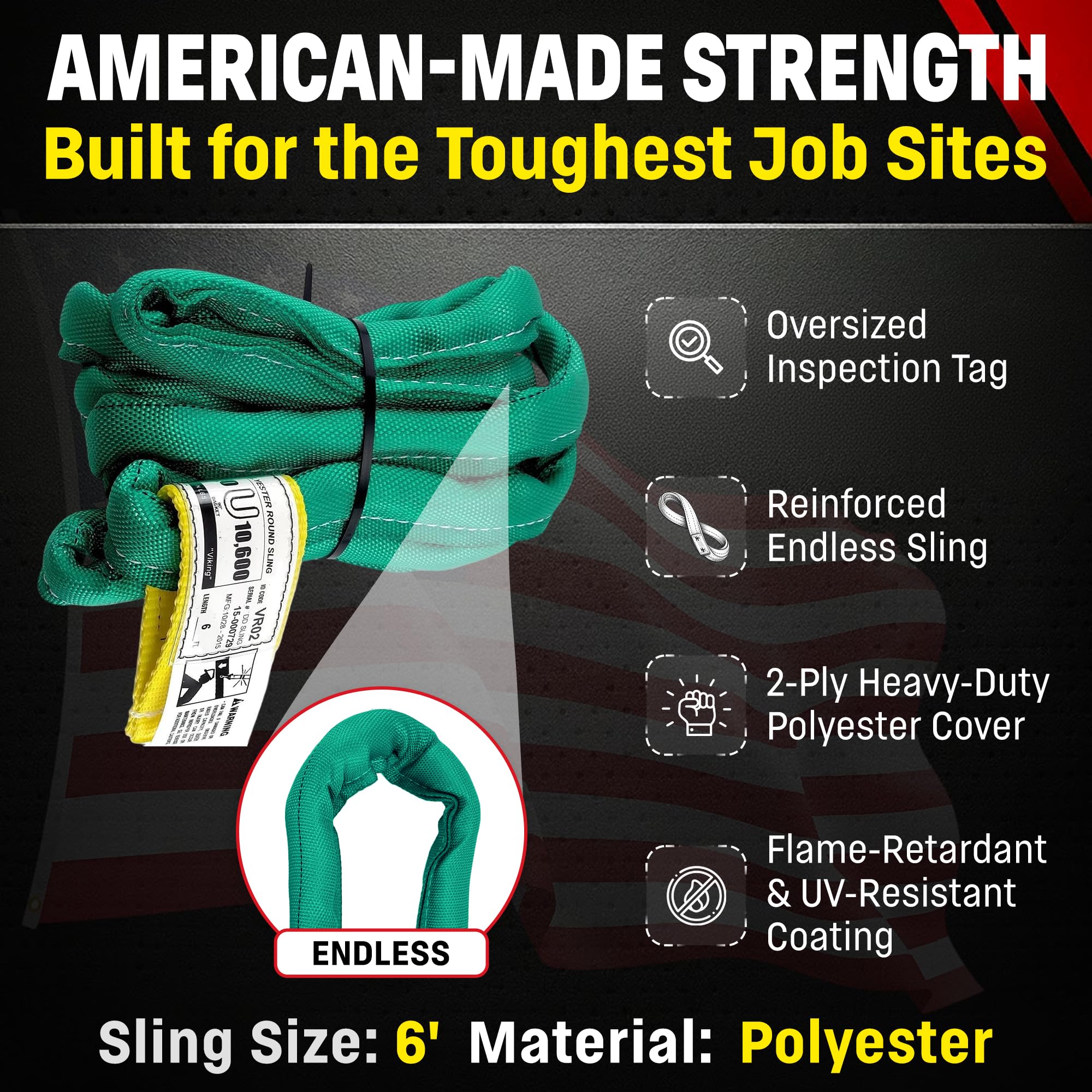 Amazon.com: Chenango Supply VR2 Green Round Sling, 6 ft – USA Made 
