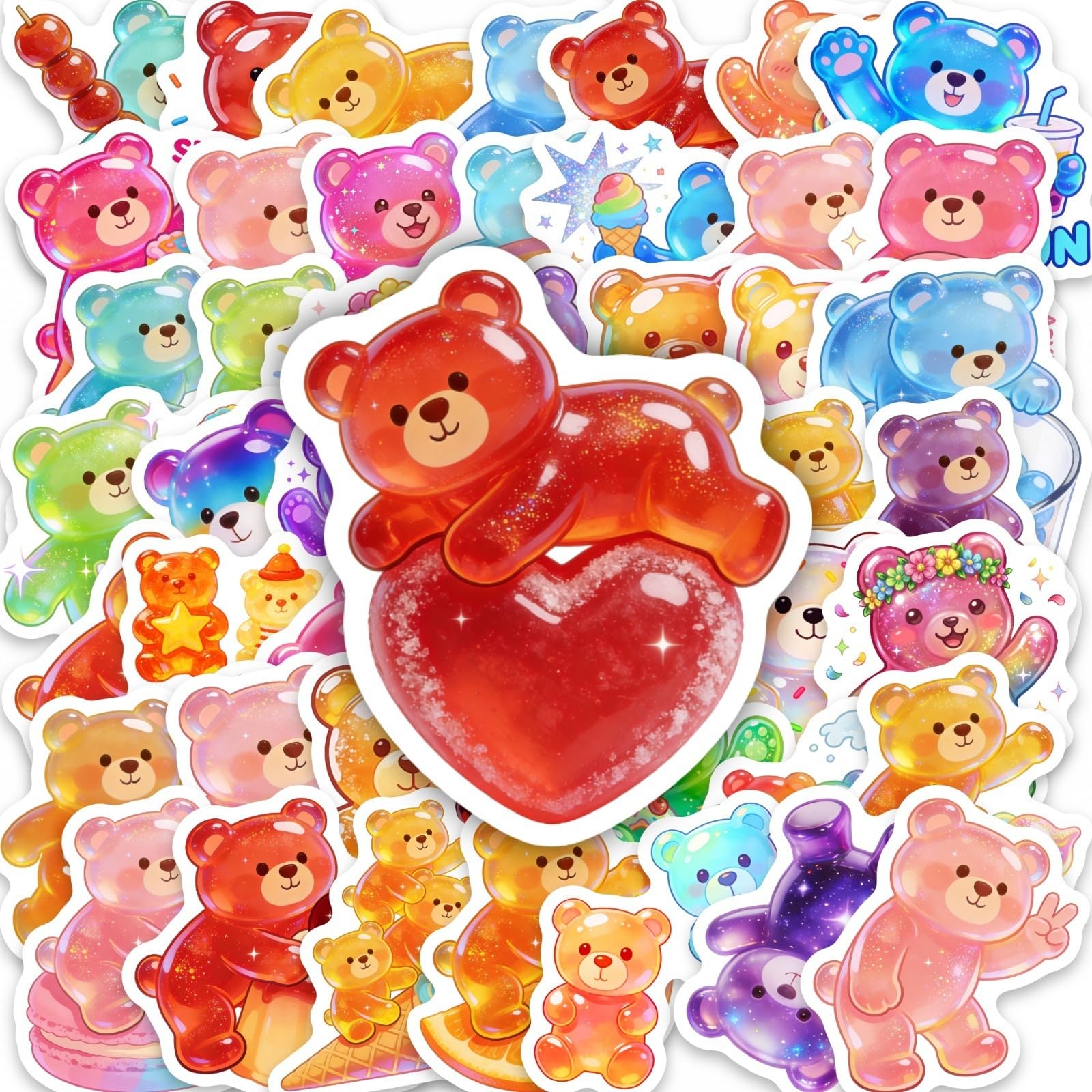Lylsdsb Gummy Bear 50Pcs Stickers Cute Sweet Vinyl Decals For Laptops Skateboards Luggage Helmets Bikes And Phones Fans Lovers And Whimsical Vibe Enthusiasts