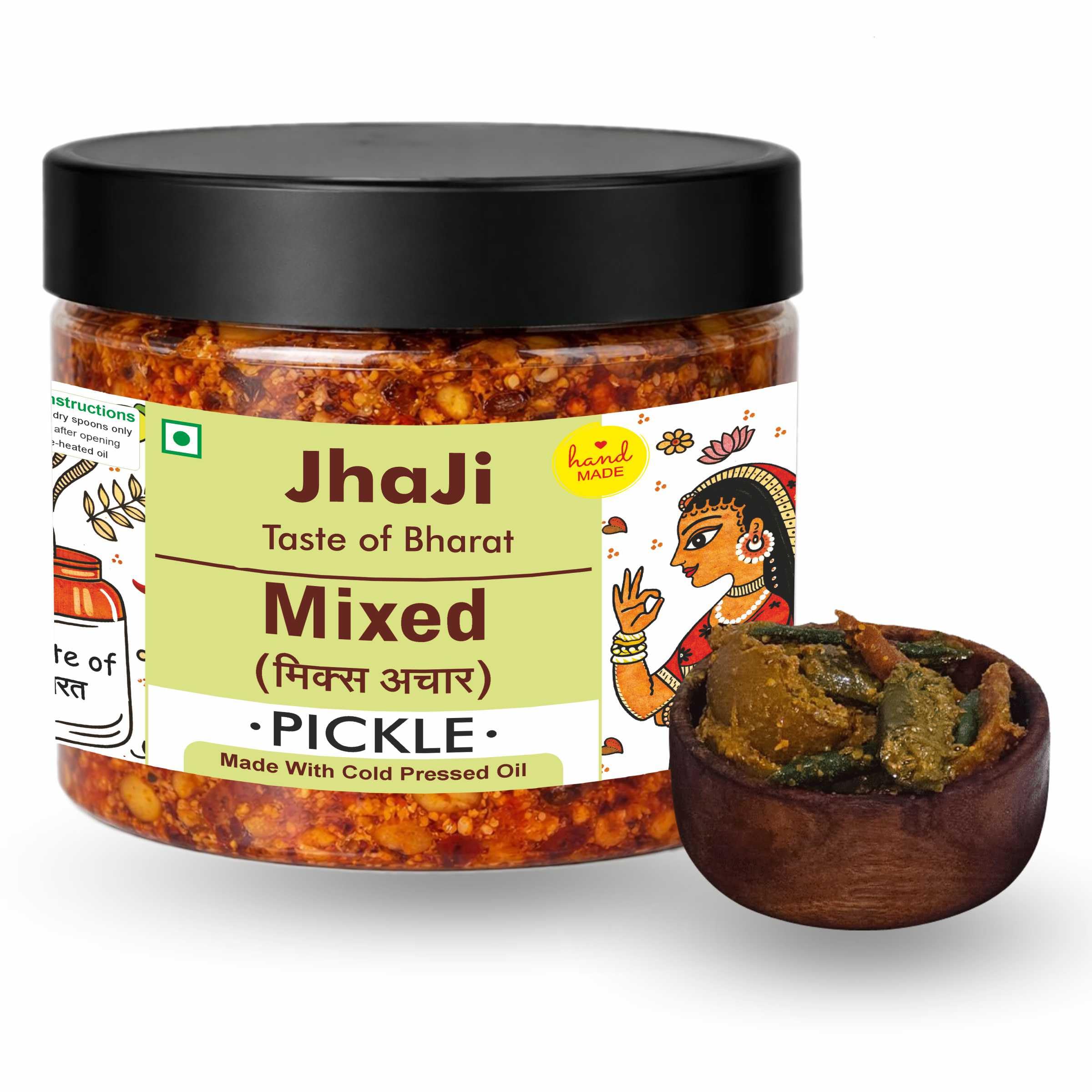 JhaJi Store Mixed Pickle 350G |Carrot, Lemon, Mango & Chilli | No Preservatives | Low-Oil | Tangy & Salty |Organically Processed | Traditional Recipe-picture-24